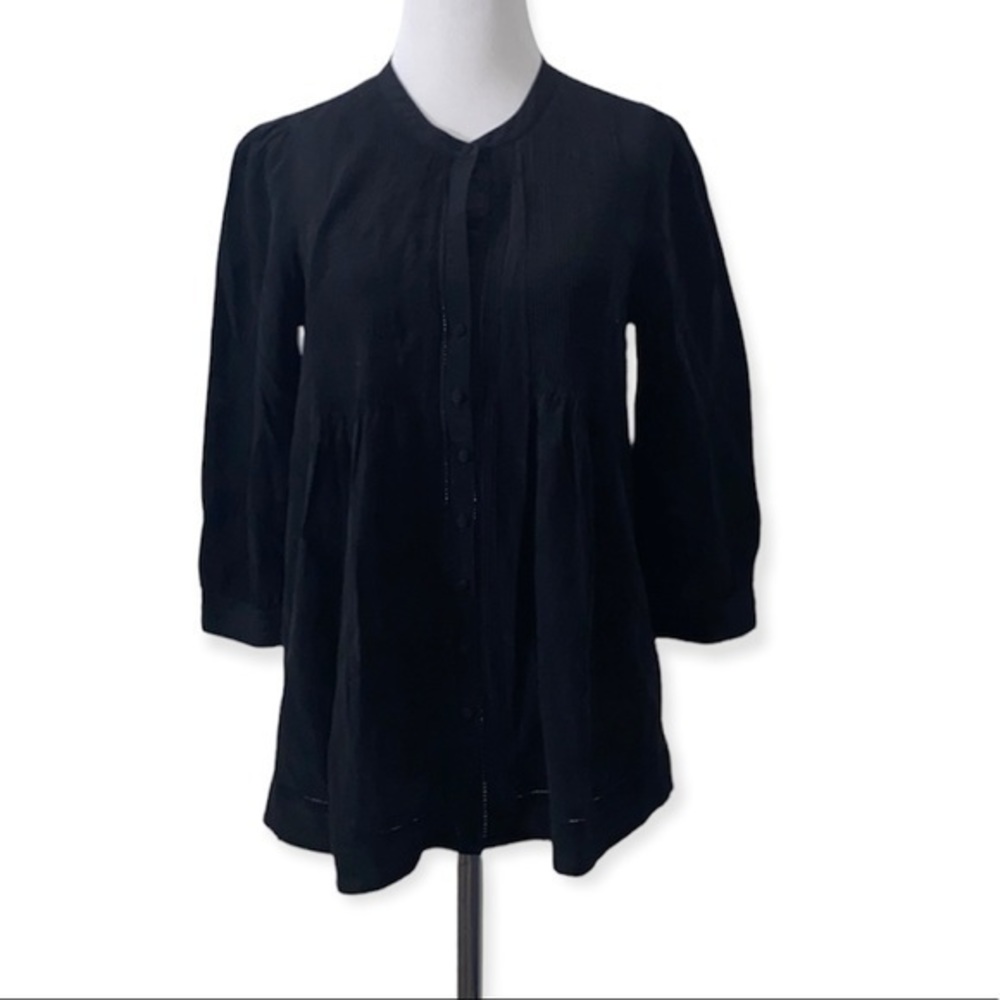 Joie women’s small black silk pleated blouse